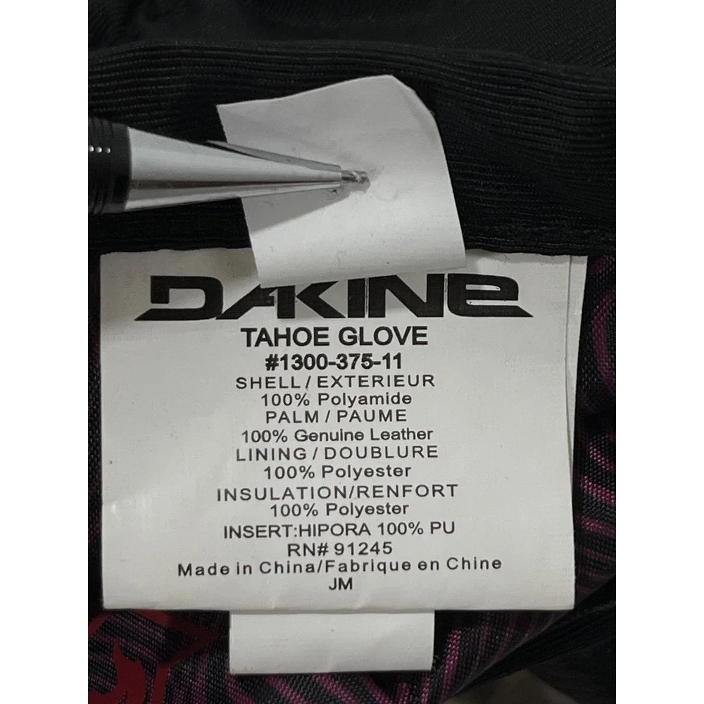 Dakine Tahoe‎ Gloves Womens Large Black Purple Leather Palm Ski Snowboard EUC